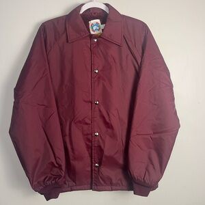 Vintage Weather Breaker Tall Coach Jacket Maroon 90s Mens small